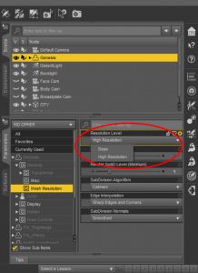 Set Base Resolution in Daz Studio